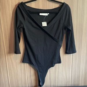Astr Off-Shoulder Black Bodysuit